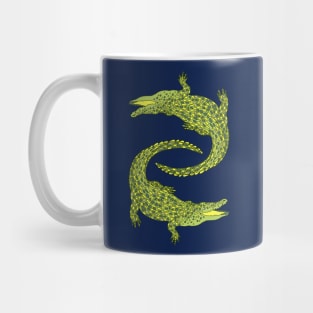 Crocodiles (Navy and Green Palette) Mug